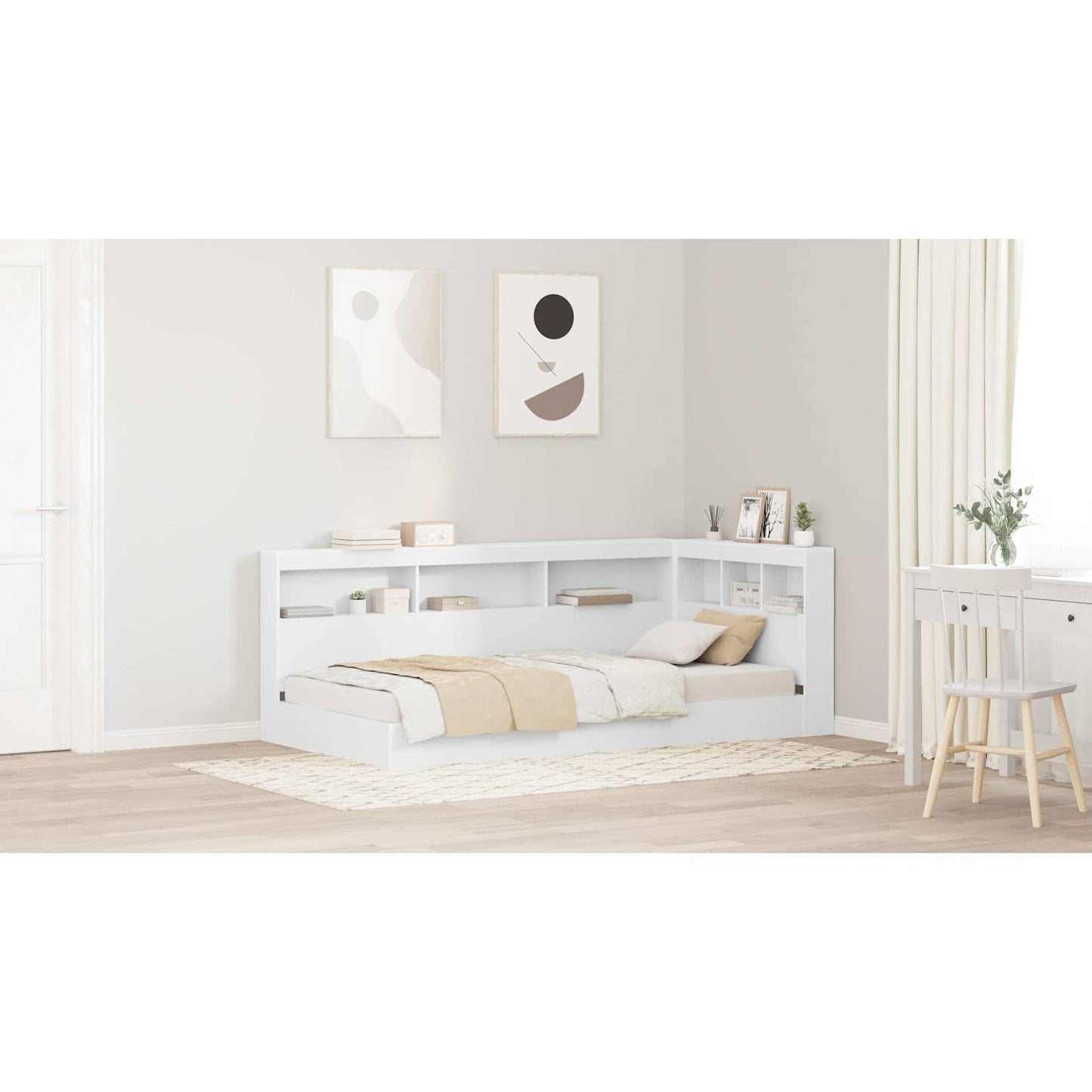Storage Headboard with Shelf White 90 cm Engineered Wood