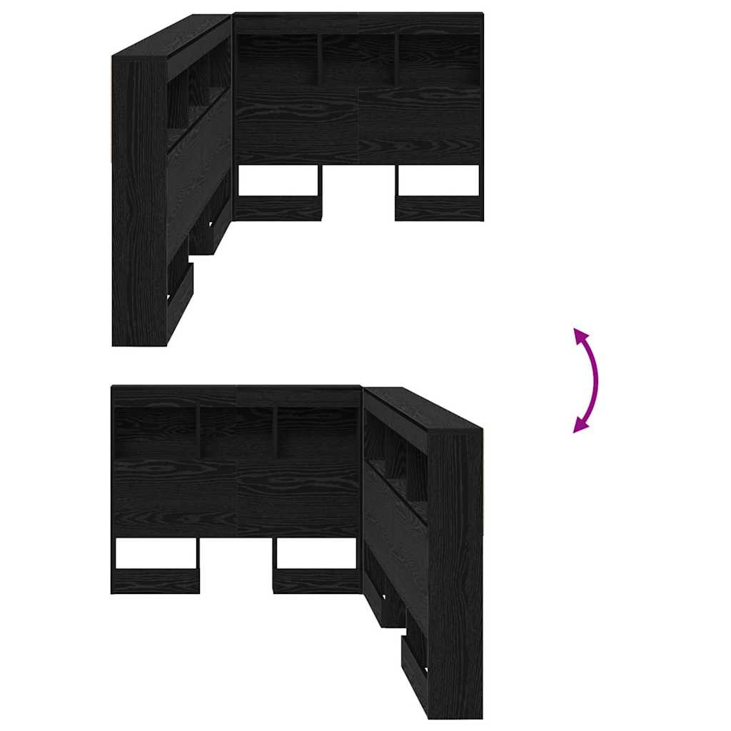 Storage Headboard Black Oak Engineered Wood