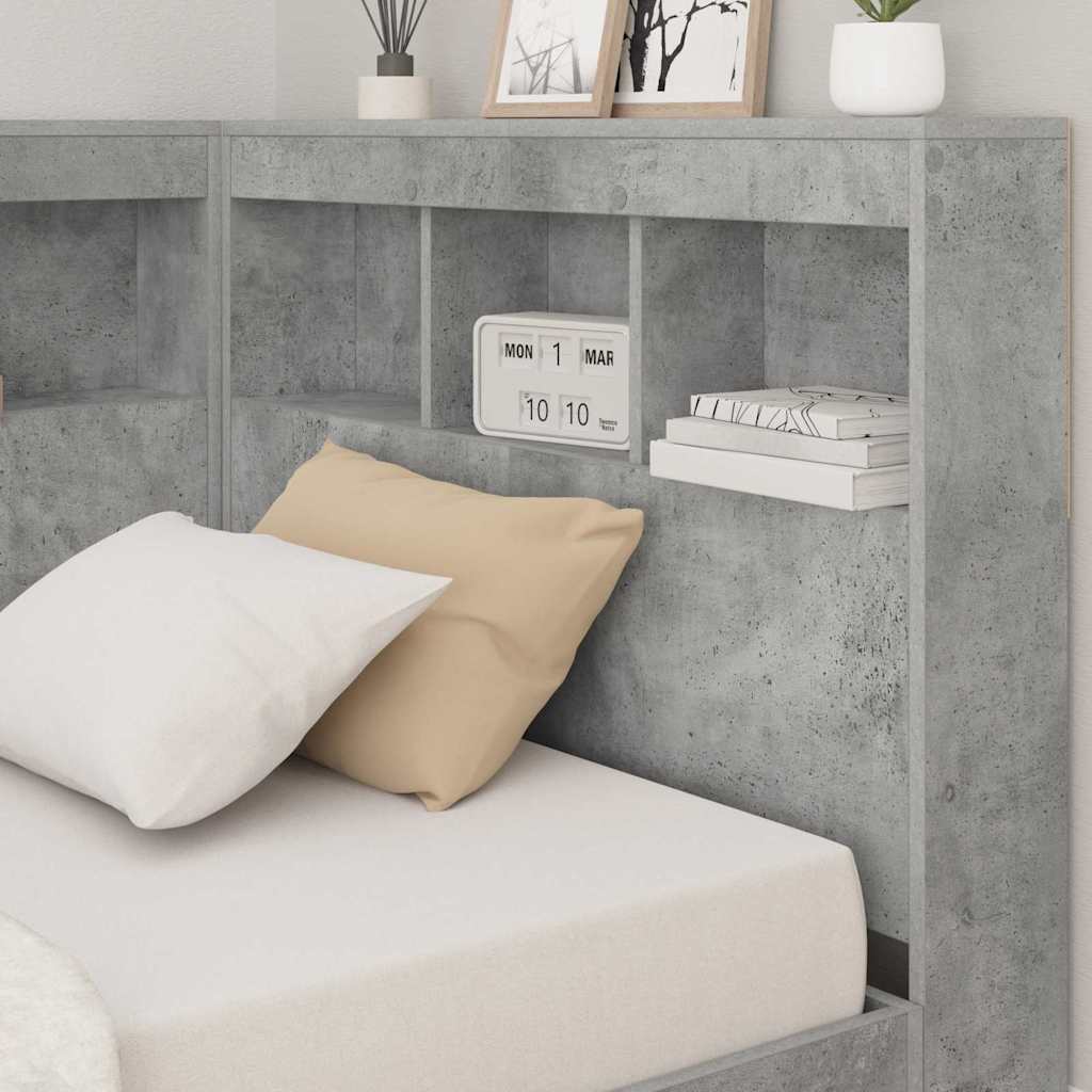 Storage Headboard Concrete Grey Engineered Wood