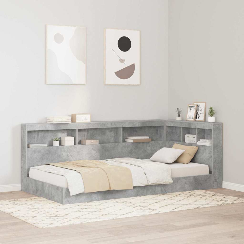 Storage Headboard Concrete Grey Engineered Wood