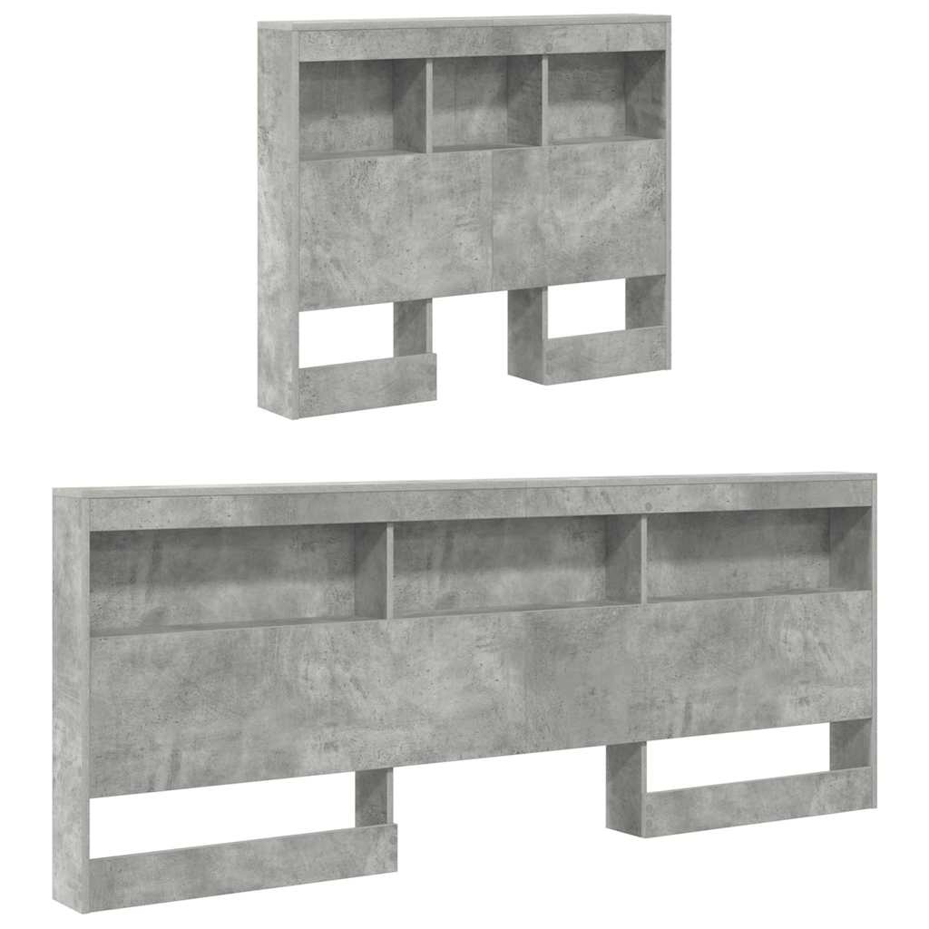 Storage Headboard Concrete Grey Engineered Wood