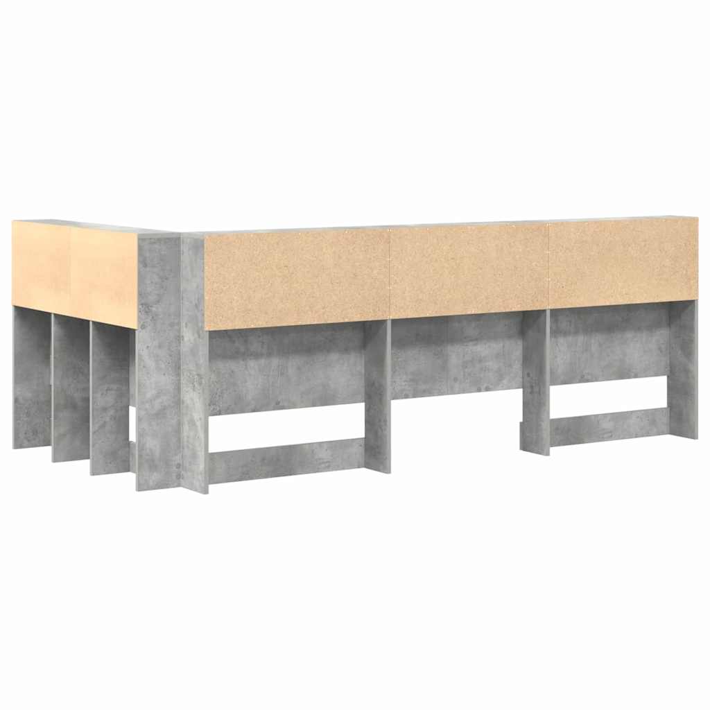 Storage Headboard Concrete Grey Engineered Wood