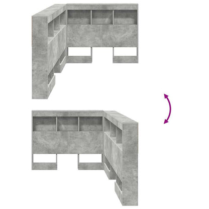 Storage Headboard Concrete Grey Engineered Wood