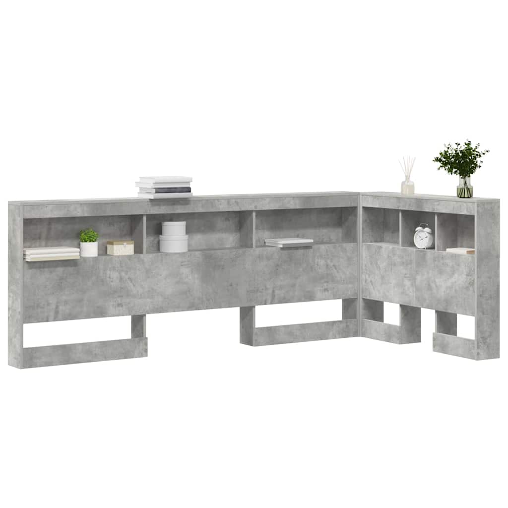 Storage Headboard Concrete Grey Engineered Wood