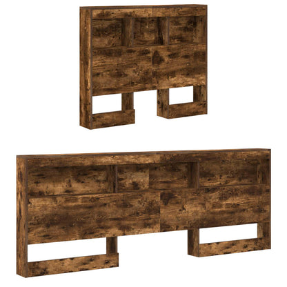 Storage Headboard with Shelf Smoked Oak 90 cm Engineered Wood