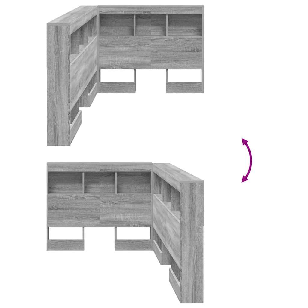 Storage Headboard Grey Sonoma Engineered Wood