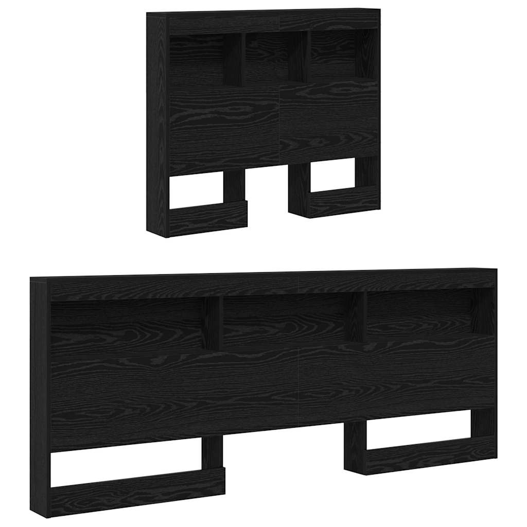 Storage Headboard Black Oak Engineered Wood
