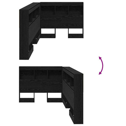 Storage Headboard with Shelf Black Oak 100 cm Engineered Wood