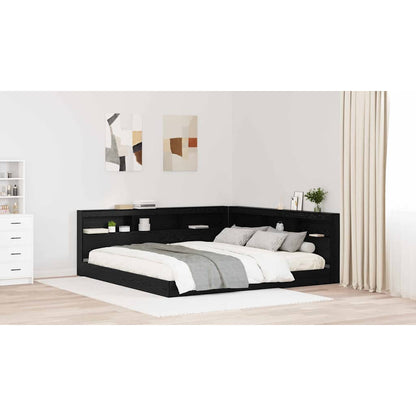 Storage Headboard with Shelf Black Oak 200 cm Engineered Wood