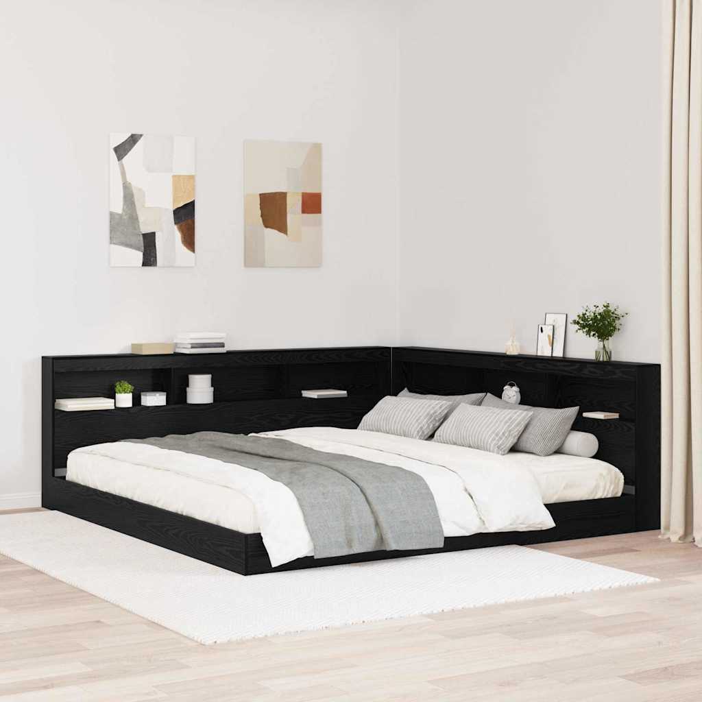 Storage Headboard Black Oak Engineered Wood
