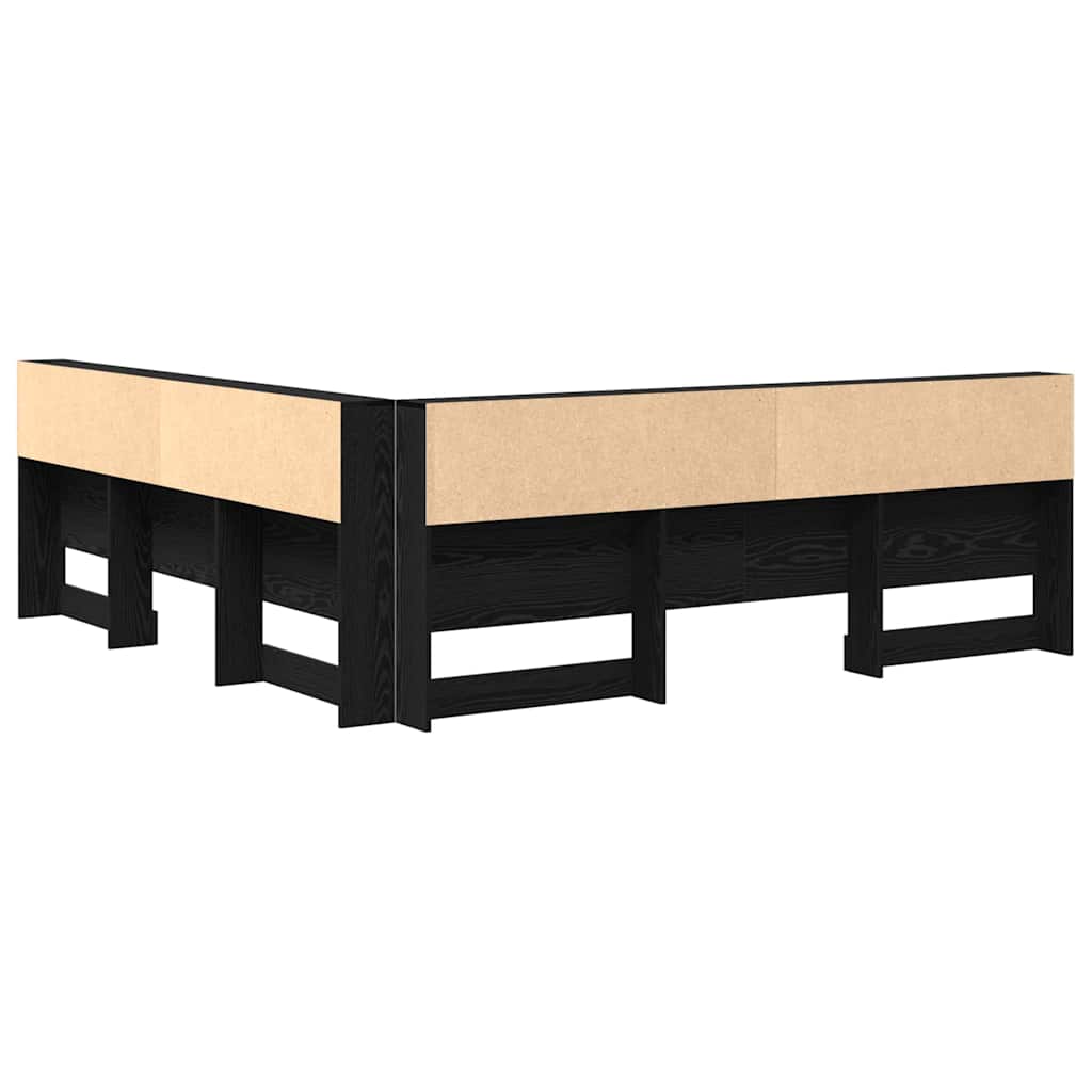 Storage Headboard Black Oak Engineered Wood