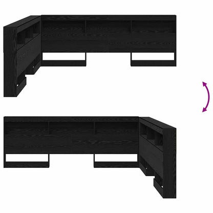 Storage Headboard Black Oak Engineered Wood