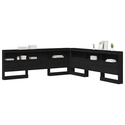 Storage Headboard with Shelf Black Oak 200 cm Engineered Wood