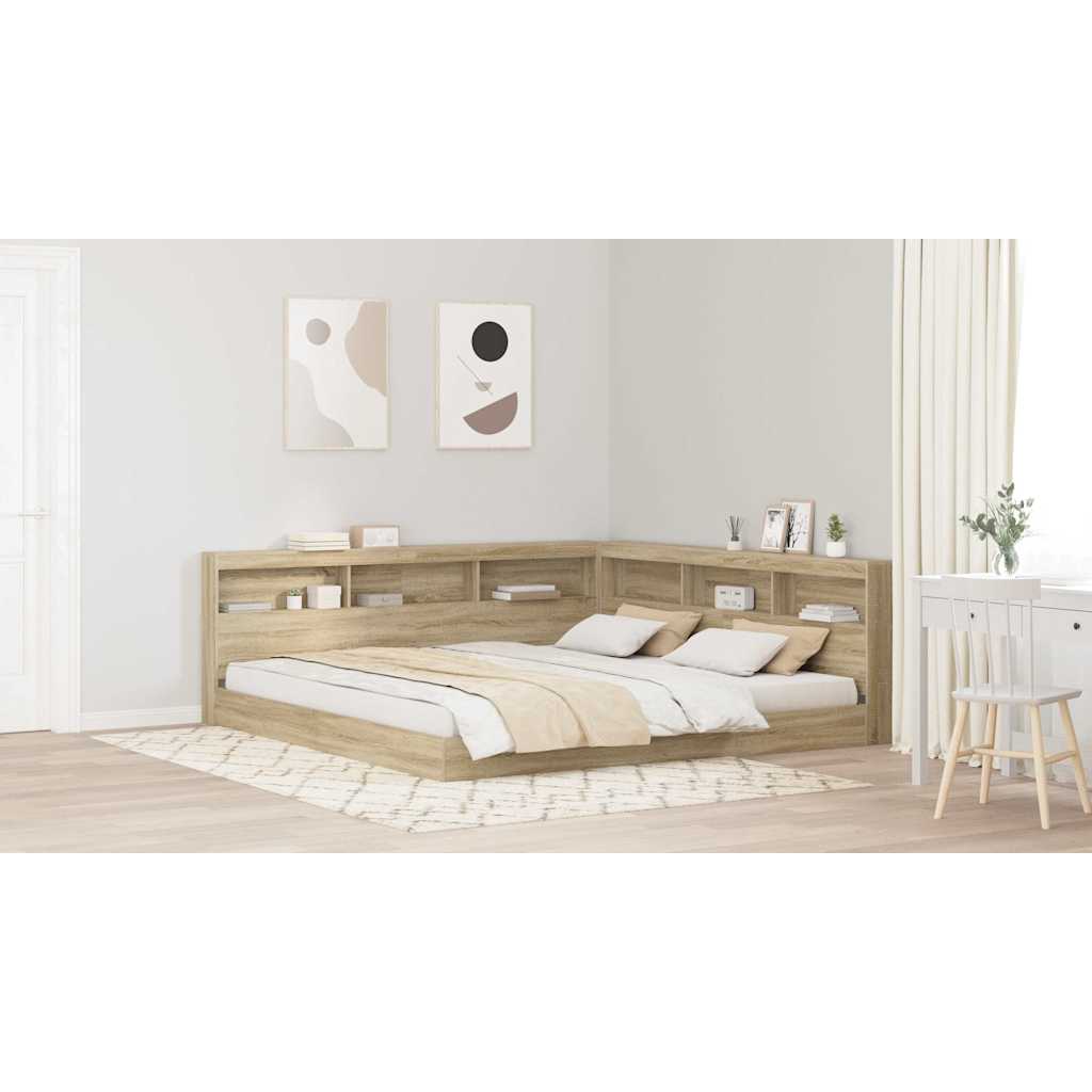 Storage Headboard with Shelf Sonoma Oak 200 cm Engineered Wood