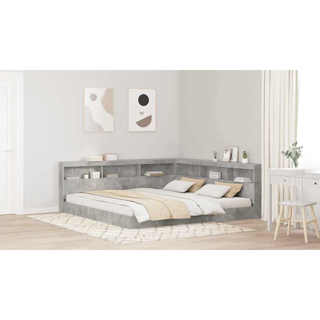 Storage Headboard Concrete Grey 200 cm Engineered Wood