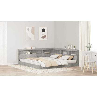 Storage Headboard Concrete Grey 200 cm Engineered Wood