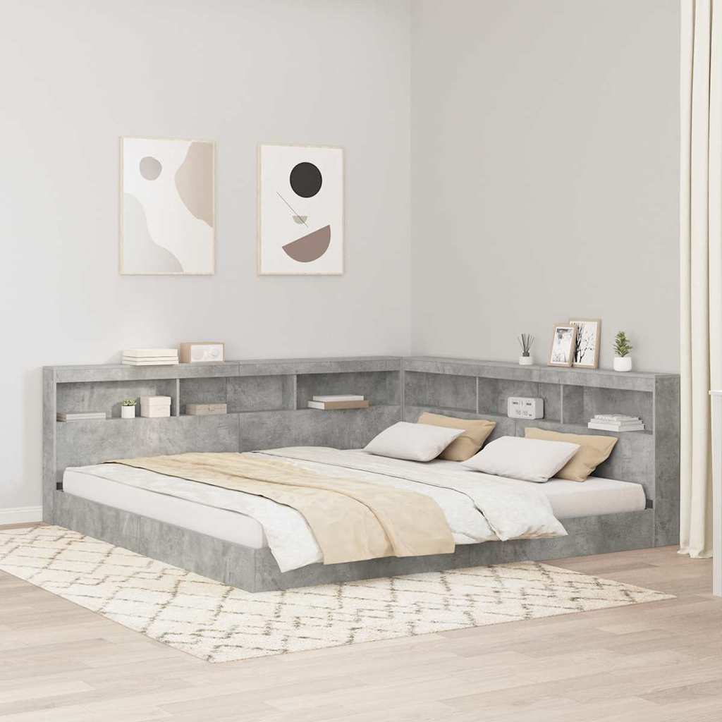 Storage Headboard Concrete Grey Engineered Wood