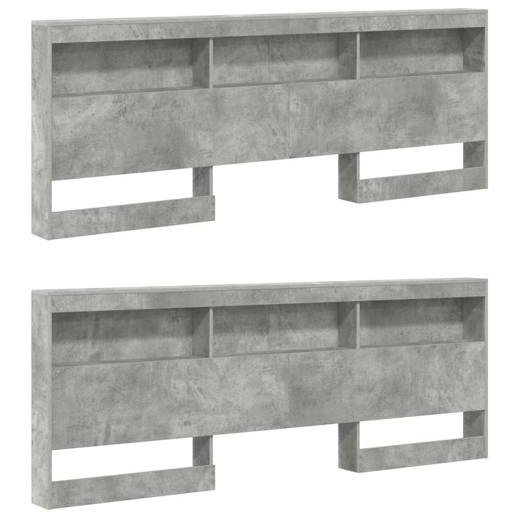 Storage Headboard Concrete Grey Engineered Wood