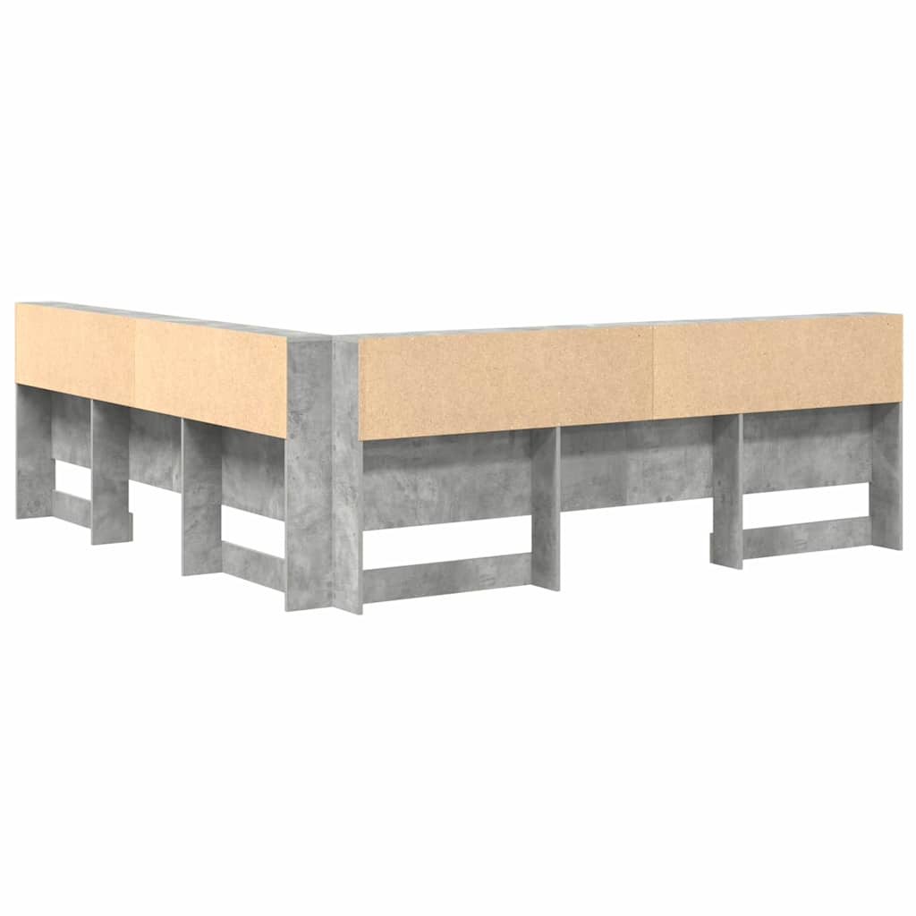 Storage Headboard Concrete Grey Engineered Wood