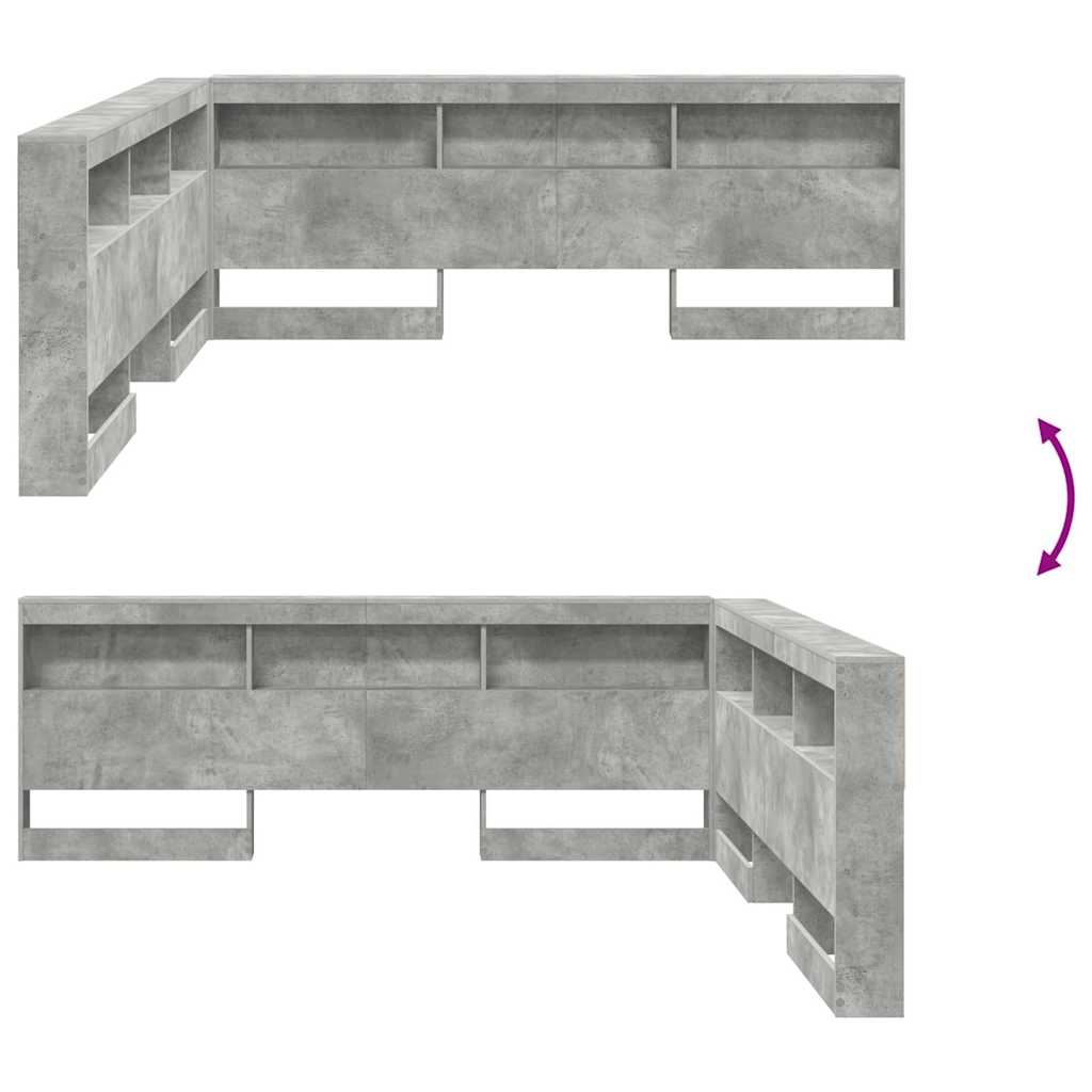 Storage Headboard Concrete Grey Engineered Wood