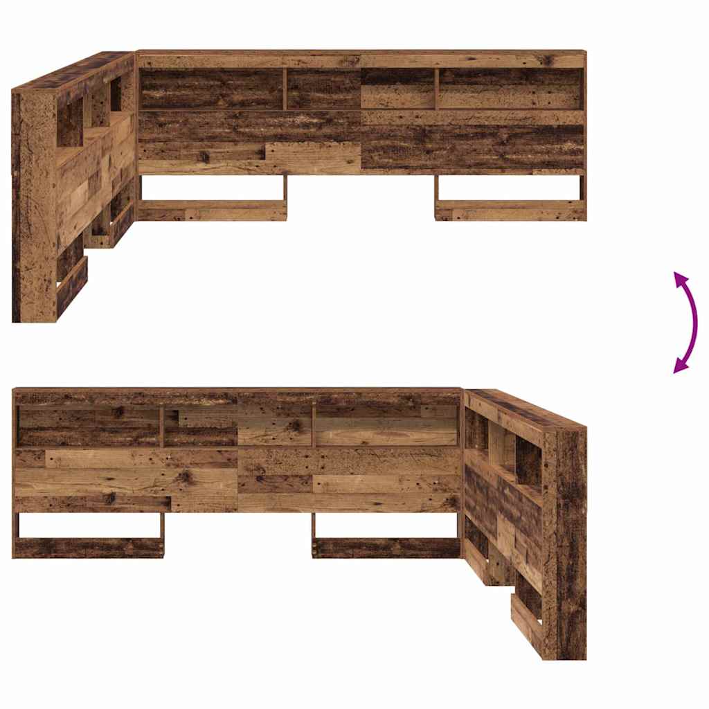 Storage Headboard with Shelf Old Wood 200 cm Engineered Wood