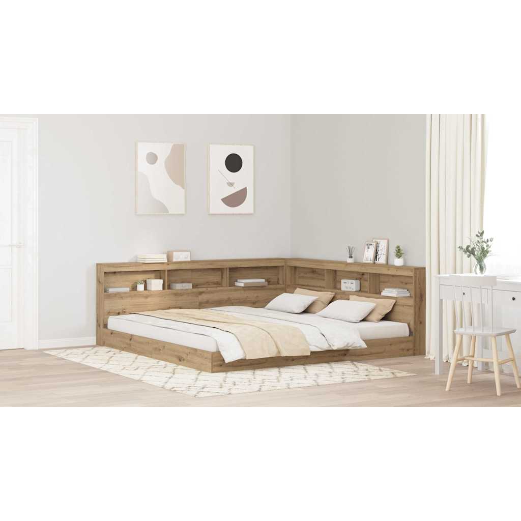 Storage Headboard with Shelf Artisan Oak 200 cm Engineered Wood