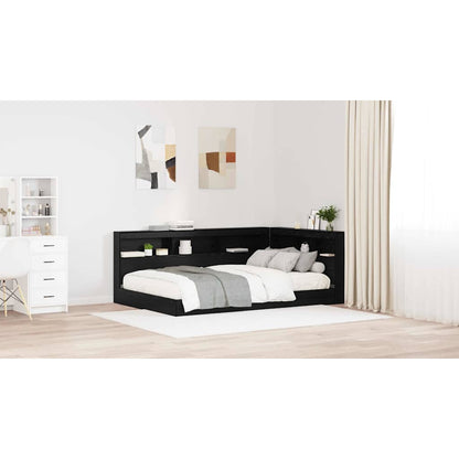 Storage Headboard with Shelf Black Oak 120 cm Engineered Wood