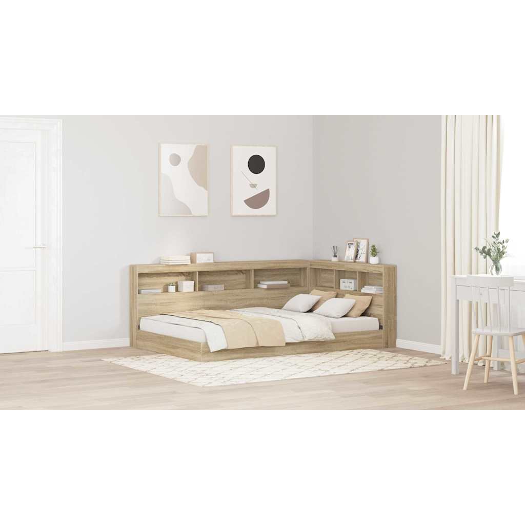 Storage Headboard with Shelf Sonoma Oak 120 cm Engineered Wood