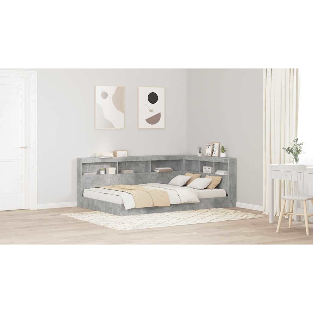 Storage Headboard Concrete Grey 120 cm Engineered Wood