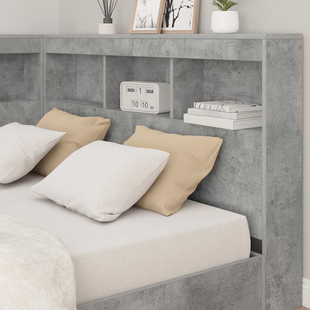 Storage Headboard Concrete Grey 120 cm Engineered Wood