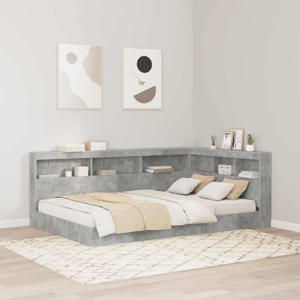 Storage Headboard Concrete Grey 120 cm Engineered Wood
