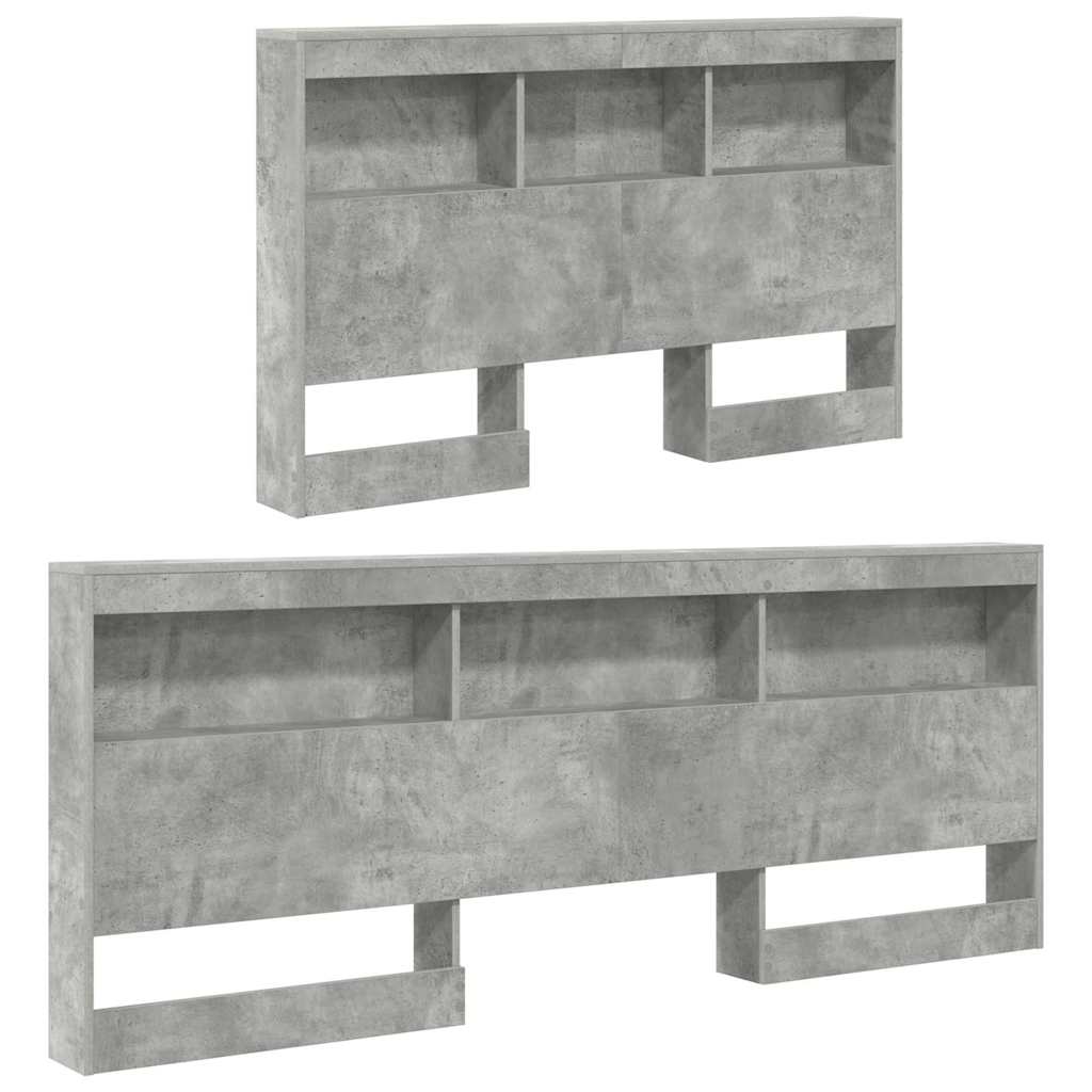 Storage Headboard Concrete Grey 120 cm Engineered Wood