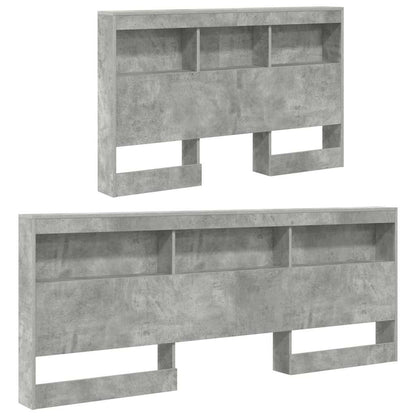 Storage Headboard Concrete Grey 120 cm Engineered Wood
