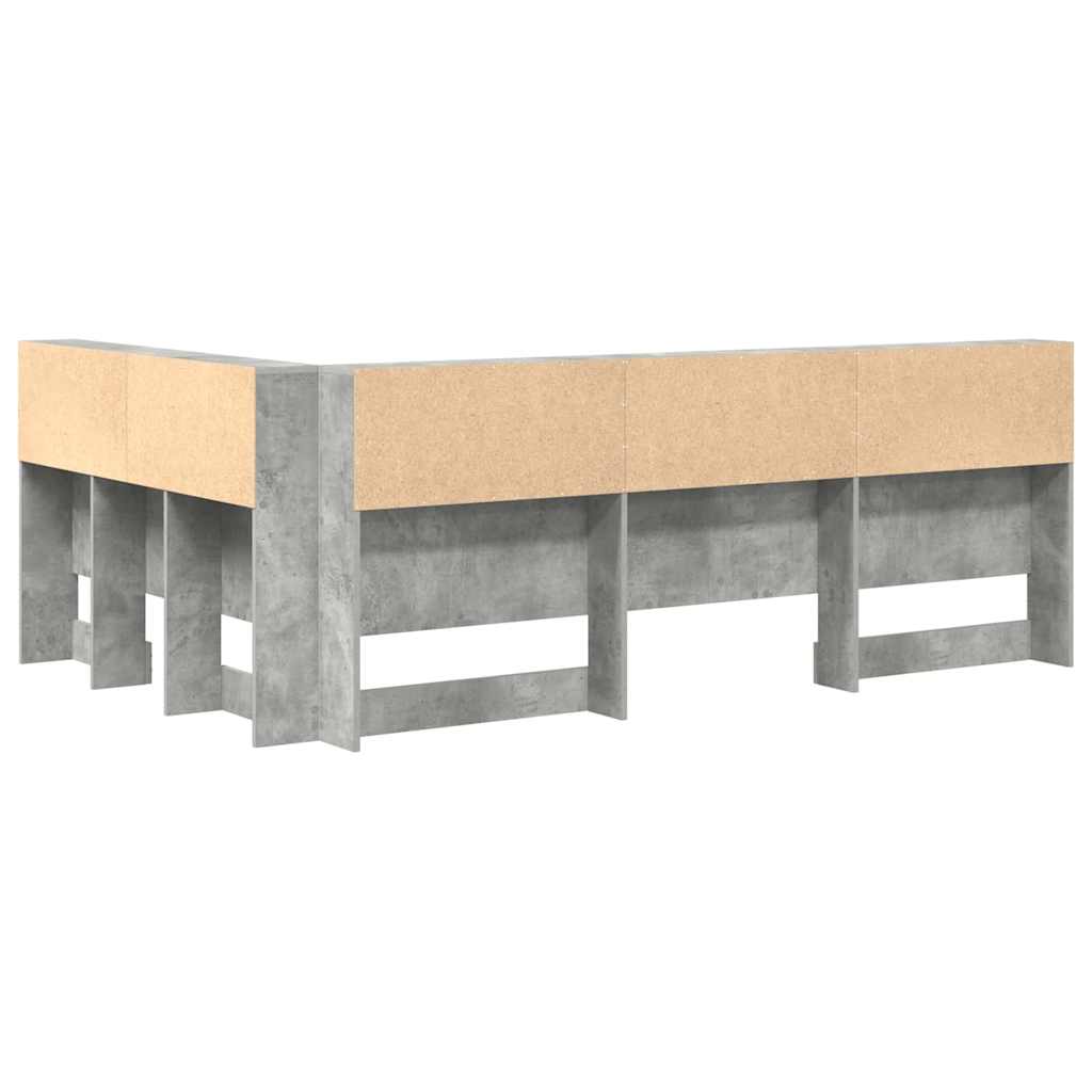 Storage Headboard Concrete Grey Engineered Wood