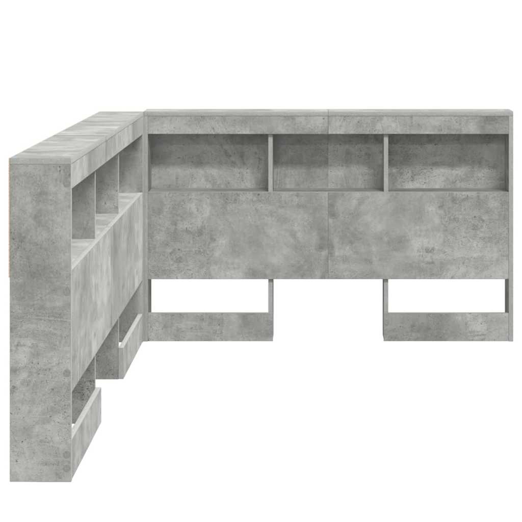 Storage Headboard Concrete Grey 120 cm Engineered Wood