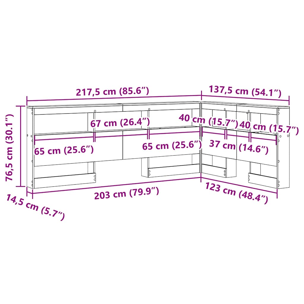 Storage Headboard Concrete Grey 120 cm Engineered Wood
