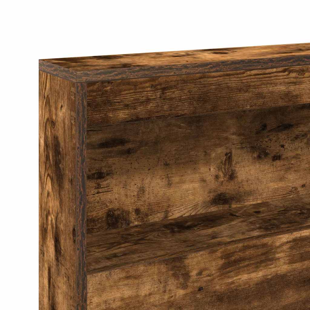Storage Headboard with Shelf Smoked Oak 120 cm Engineered Wood