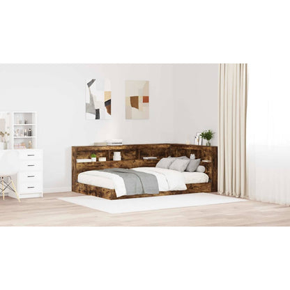 Storage Headboard with Shelf Smoked Oak 120 cm Engineered Wood
