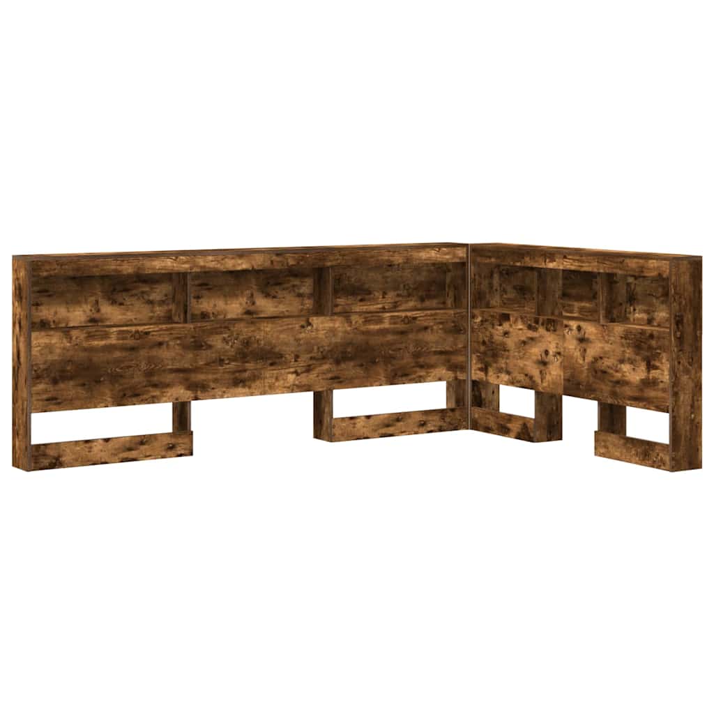 Storage Headboard with Shelf Smoked Oak 120 cm Engineered Wood