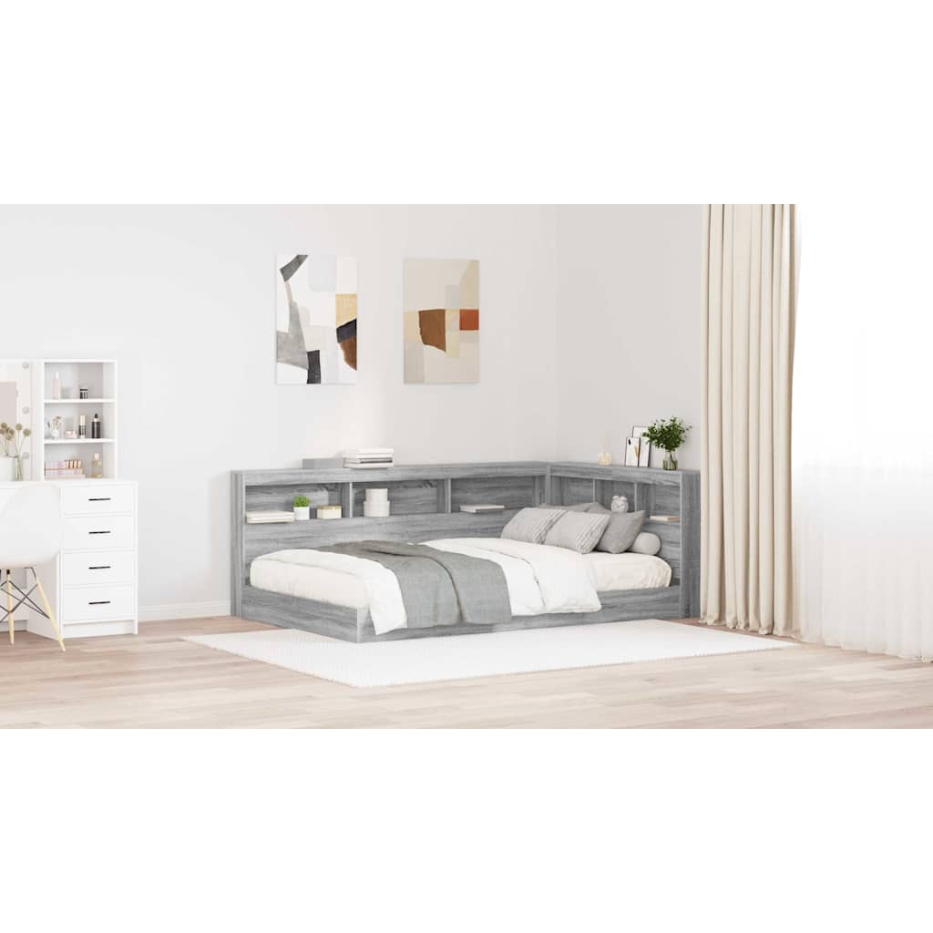 Storage Headboard with Shelf Grey Sonoma 120 cm Engineered Wood