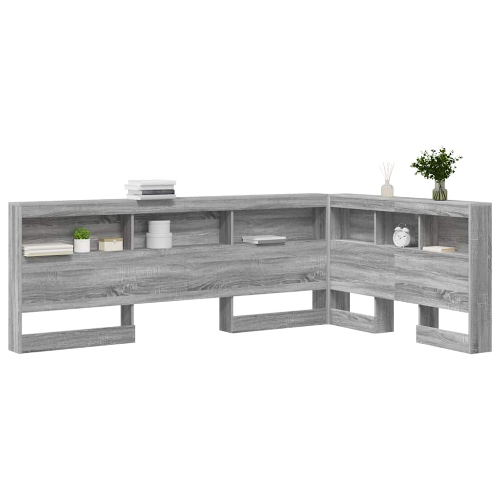 Storage Headboard with Shelf Grey Sonoma 120 cm Engineered Wood
