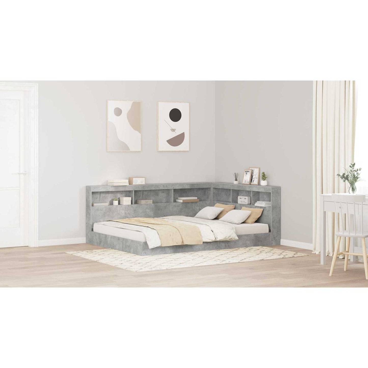 Storage Headboard Concrete Grey 140 cm Engineered Wood