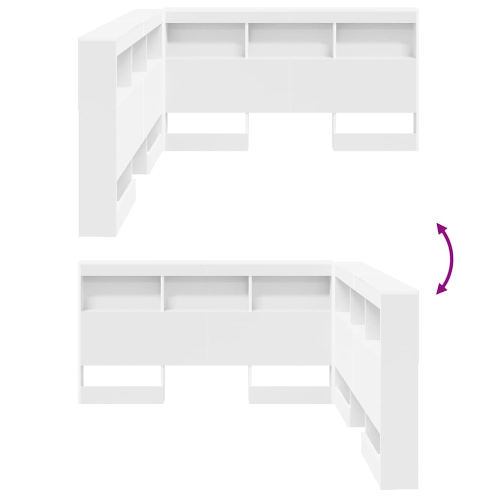 Storage Headboard White Engineered Wood