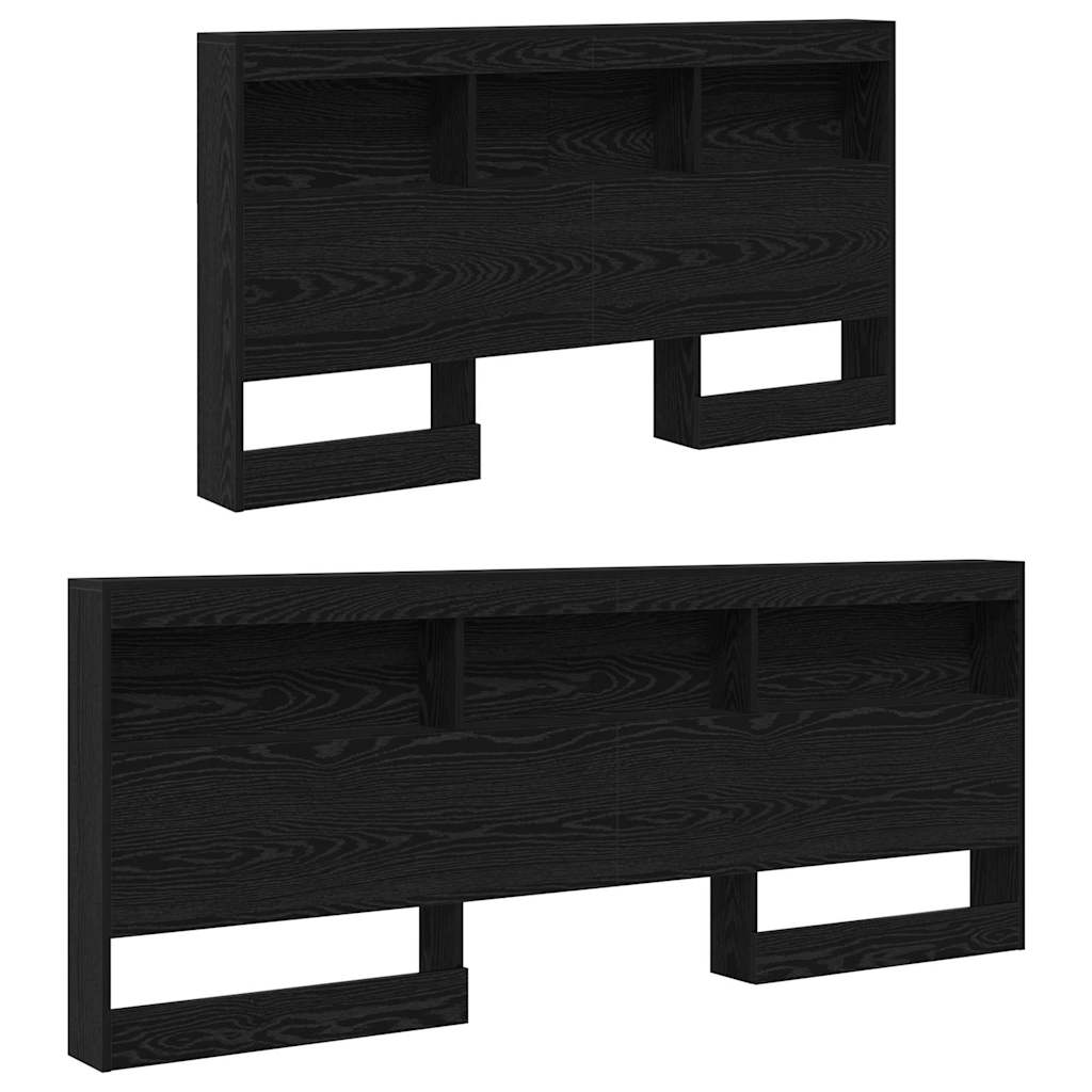 Storage Headboard with Shelf Black Oak 150 cm Engineered Wood