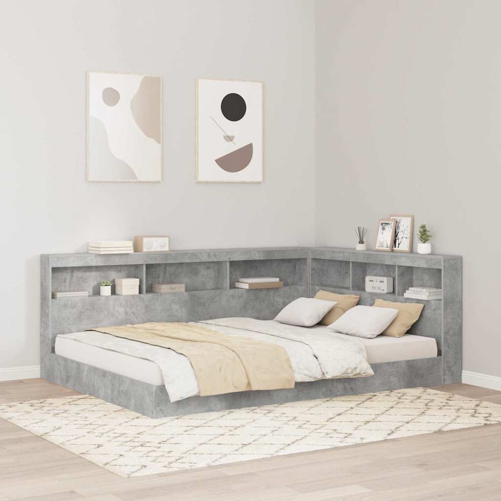 Storage Headboard Concrete Grey Engineered Wood