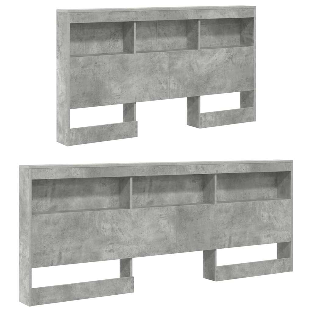 Storage Headboard Concrete Grey Engineered Wood
