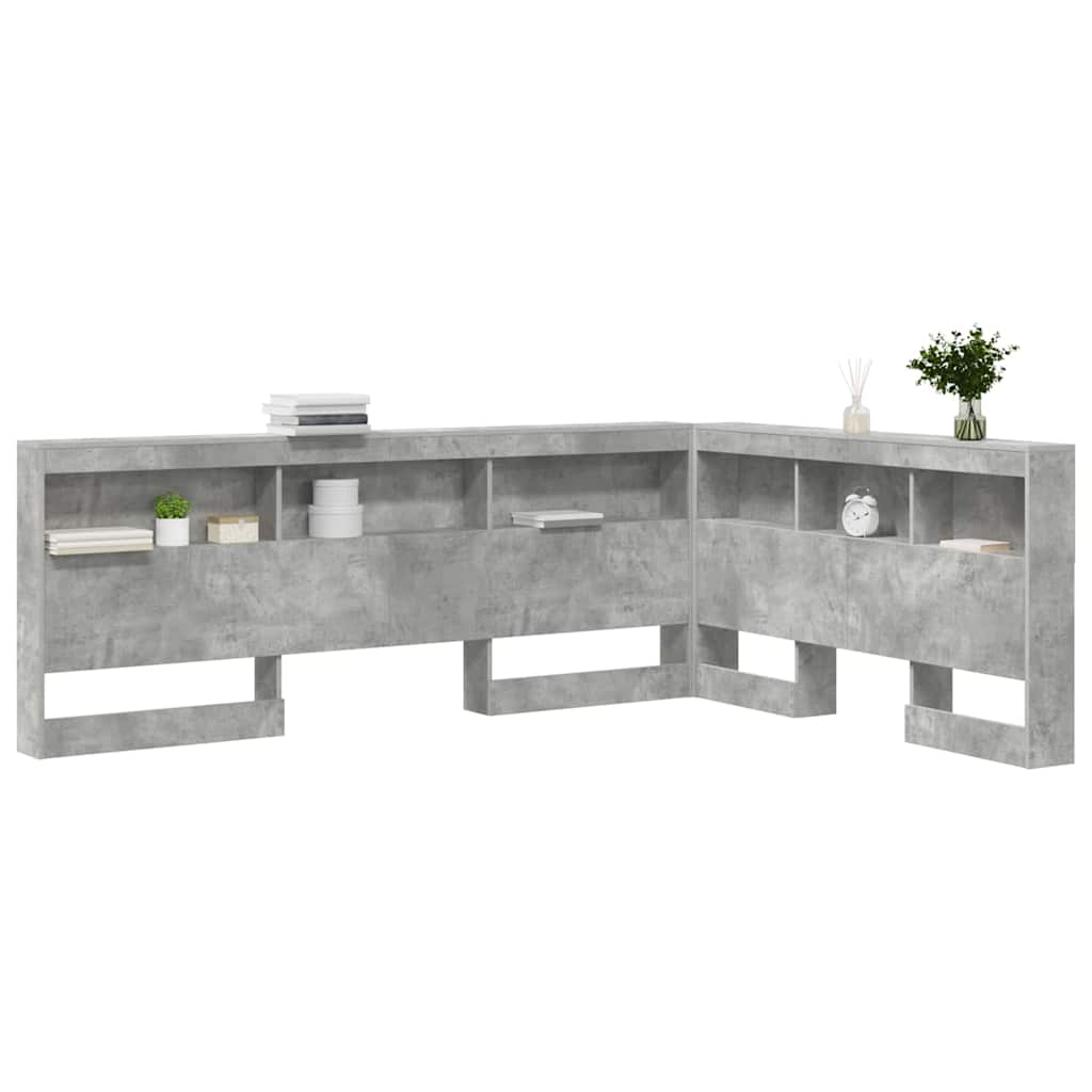 Storage Headboard Concrete Grey Engineered Wood