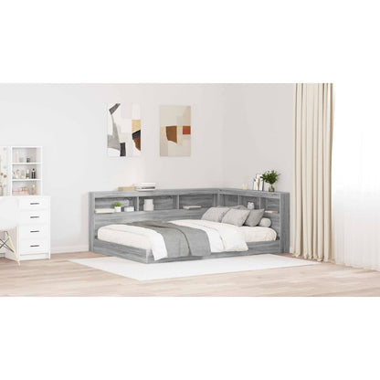 Storage Headboard with Shelf Grey Sonoma 150 cm Engineered Wood