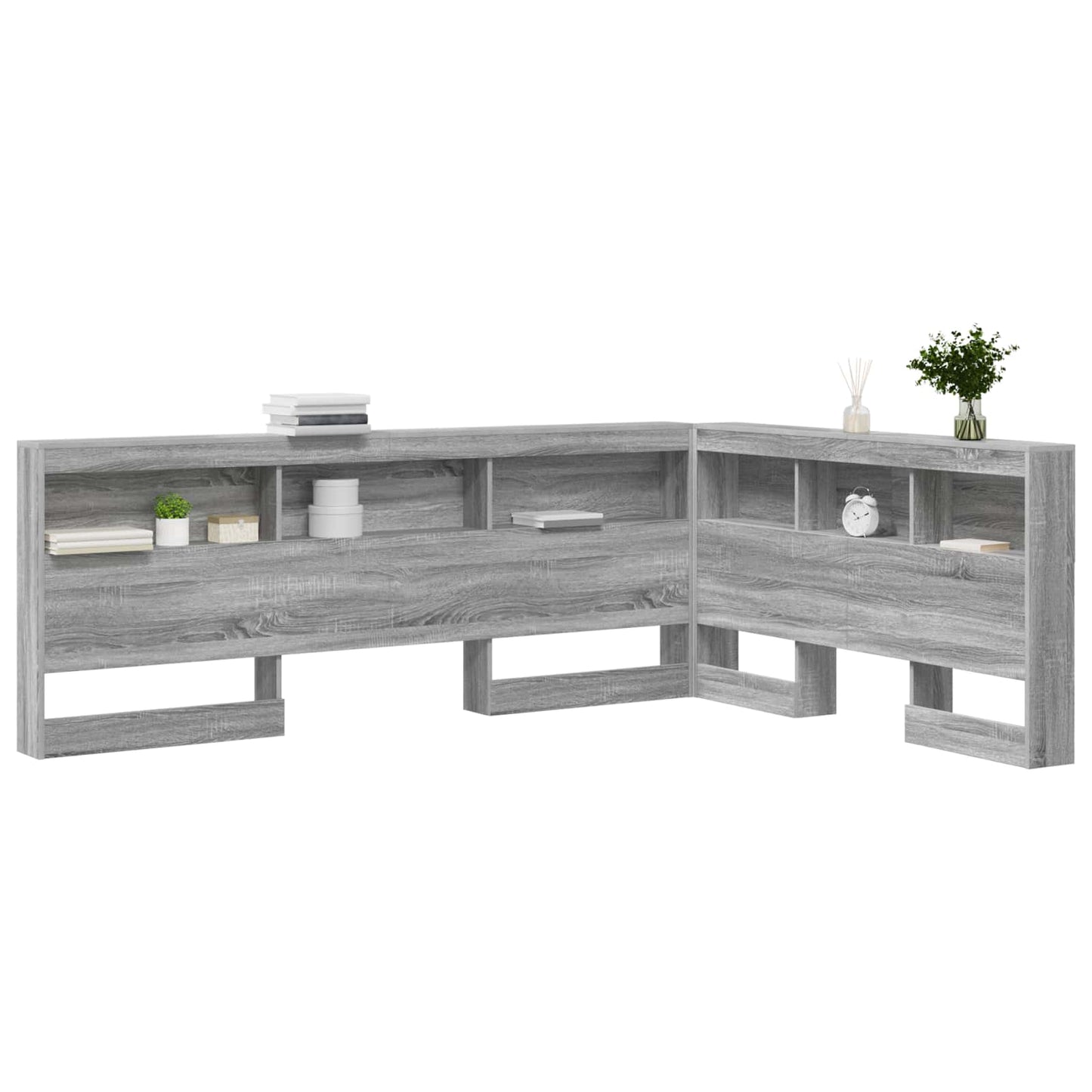 Storage Headboard with Shelf Grey Sonoma 150 cm Engineered Wood