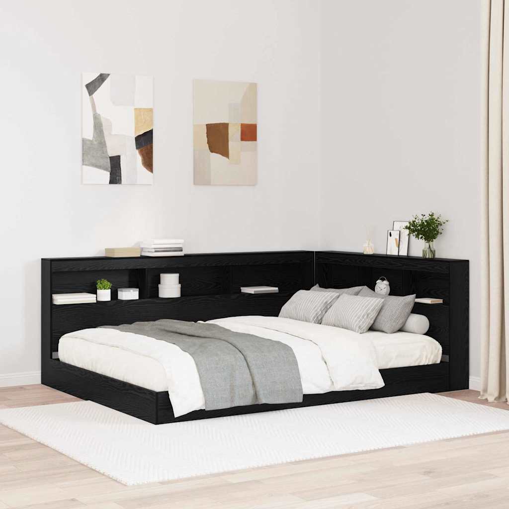 Storage Headboard Black Oak Engineered Wood